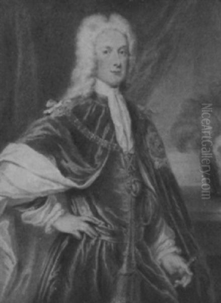 John, 2nd Duke Of Argyll And Duke Of Greenwich, In Grey And White Robes Oil Painting by William Derby