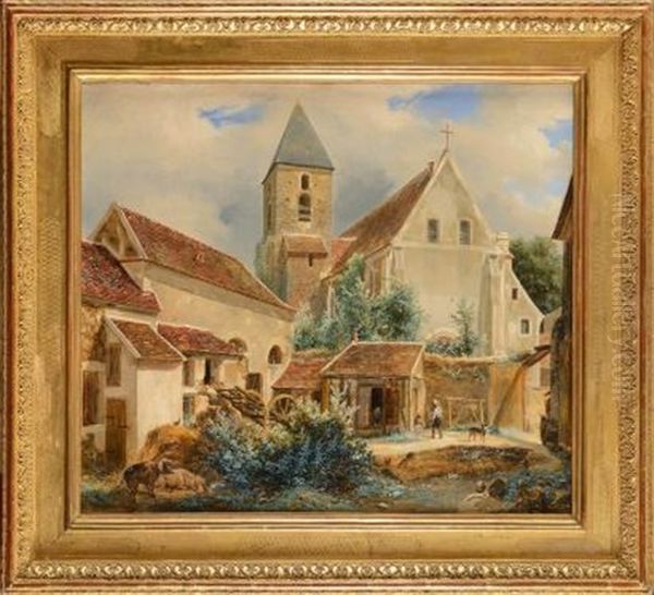 L'eglise De Milly La Foret Oil Painting by Isidore Laurent Deroy