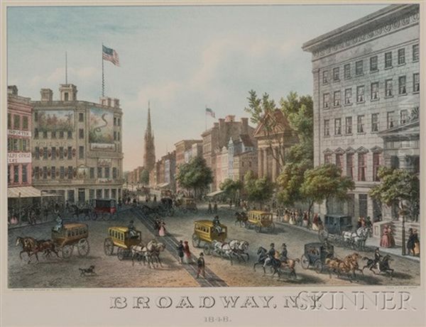 Broadway, N.y. (after Augustus Kollner) Oil Painting by Isidore Laurent Deroy