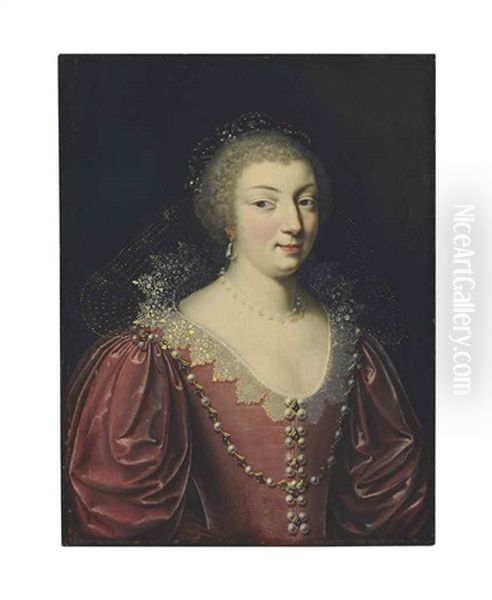 Portrait Of A Lady, Traditionally Identified As Marie De' Medici (1575-1642), Queen Of France, Half-length Oil Painting by Claude Deruet