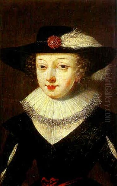 Portrait De Jeune Femme Au Chapeau A Plumes Oil Painting by Claude Deruet