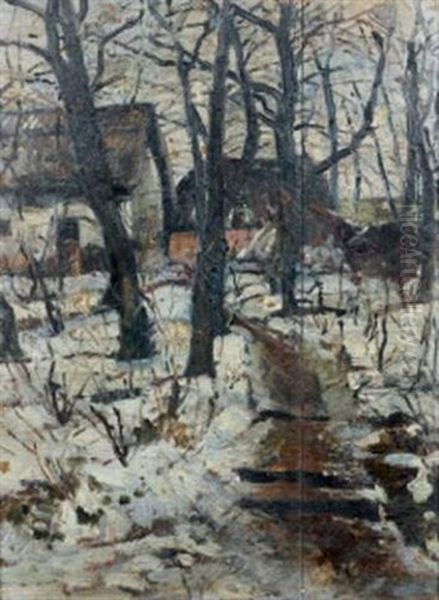 Paysage Sous La Neige Oil Painting by Bela Dery