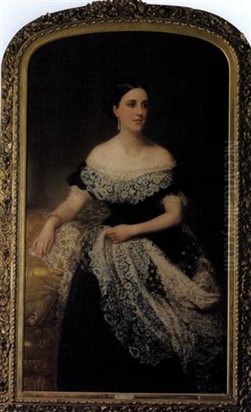 Portrait Of Amelia Ellison Oil Painting by Louis William Desanges