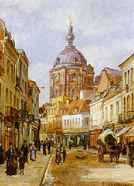 La Rue Saint Jacques A Douai Oil Painting by Charles-Paul Desavary