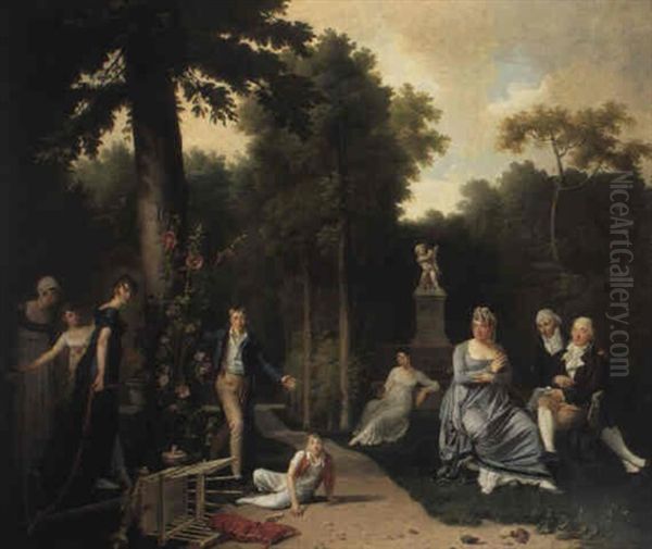 Le Chariot Brise: Portrait De Famille Du Comte Jacques Duchatel Oil Painting by Constant-Joseph Desbordes