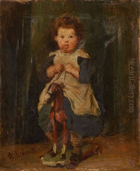 Un Jeune Enfant Sur Un Cheval A Roulette Oil Painting by Marcellin Gilbert Desboutin