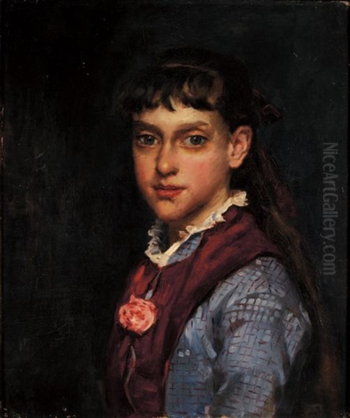 Jeune Fille Au Ruban Rouge Oil Painting by Marcellin Gilbert Desboutin