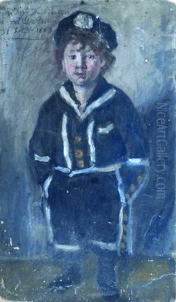 Portrait En Pied De Son Fils Andre Desboutin Dit Andre Mycho Oil Painting by Marcellin Gilbert Desboutin