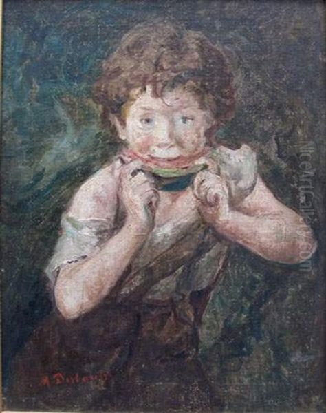 Enfant Mangeant Une Pasteque Oil Painting by Marcellin Gilbert Desboutin