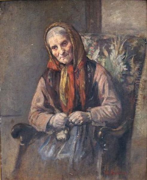 Femme Au Foulard Oil Painting by Marcellin Gilbert Desboutin