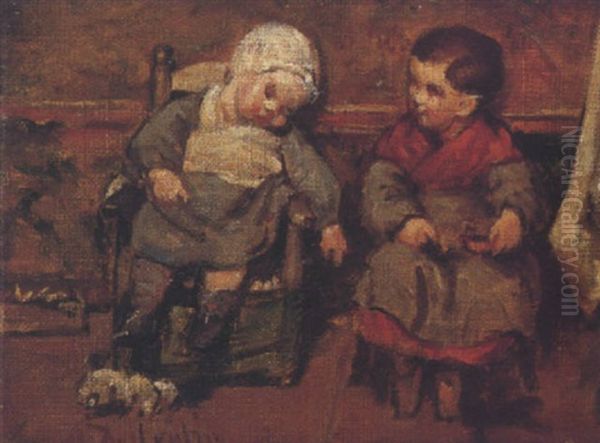 Les Enfants Oil Painting by Marcellin Gilbert Desboutin