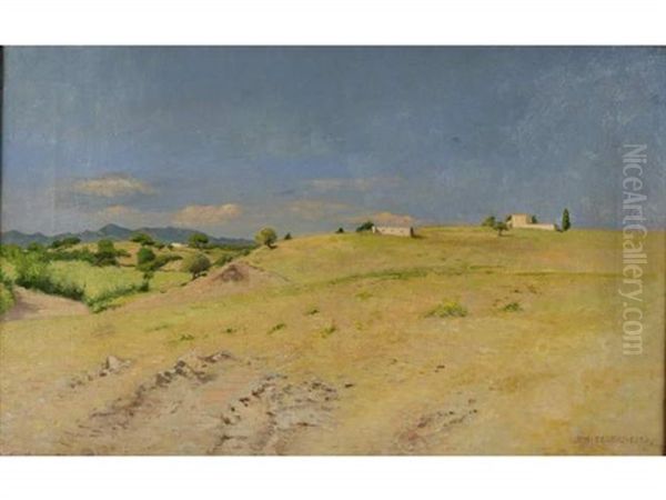 Campagne Pres Des Arenes De Frejus (montagne De L'esterel) Oil Painting by Jean Alfred Desbrosses