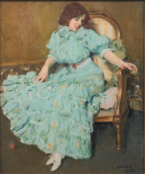 La Robe Verte Oil Painting by Auguste Theodore Desch