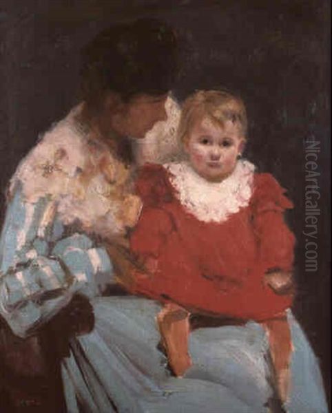 Femme Et Enfant Oil Painting by Auguste Theodore Desch