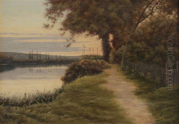 Uferpromenade Oil Painting by Jean Julien Deschamps