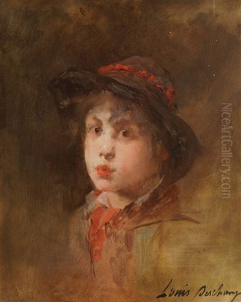 Portrait Of A Boy Oil Painting by Louis Henri Deschamps