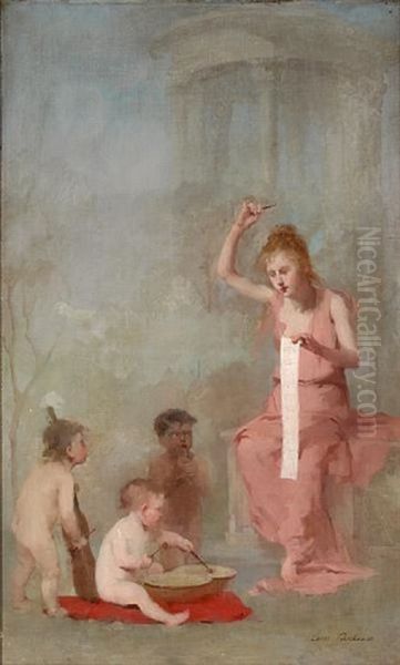 The Little Dancers (+ The Little Musicians; Pair) Oil Painting by Louis Henri Deschamps