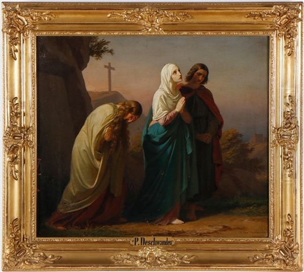 The Women At The Tomb Of Jesus Oil Painting by Melchior Paul Von Deschwanden