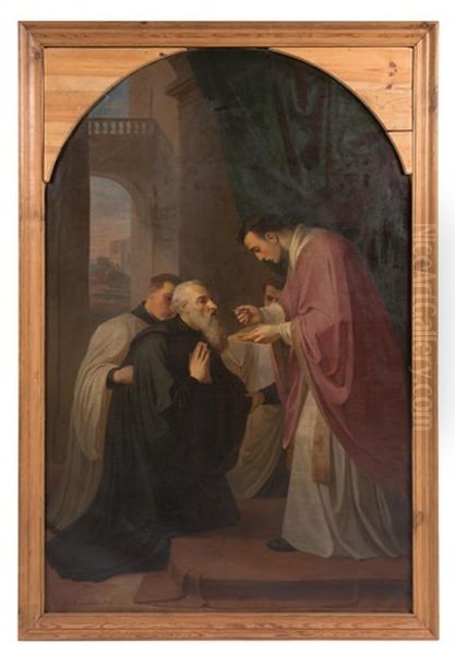 Altarpiece Ii, Clergyman With Choristers Oil Painting by Melchior Paul Von Deschwanden