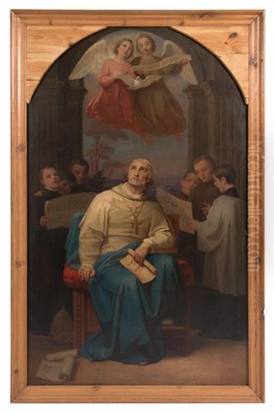 Altarpiece I, Clergyman With Choristers Oil Painting by Melchior Paul Von Deschwanden