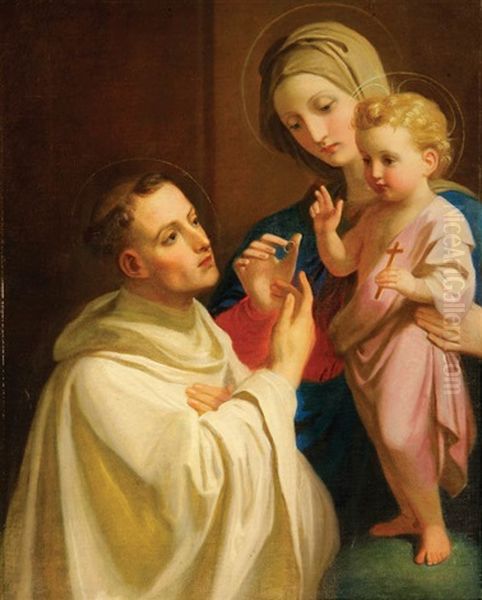 The Virgin And Child With St. Bernard by Melchior Paul Von Deschwanden