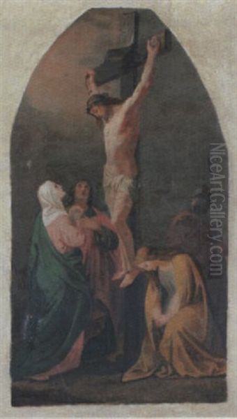 Kreuzigungszene Mit Maria, Johannes Und Maria Magdalena Oil Painting by Melchior Paul Von Deschwanden