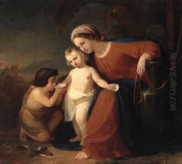 Maria Mit Jesus Und Johannes Knaben Oil Painting by Theodor Von Deschwanden