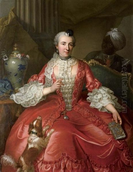 Portrait De Marie-jacqueline Descours Dans Son Interieur Oil Painting by Michel Hubert Descours