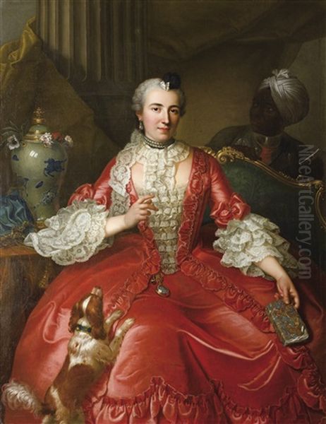 Portrait De Marie-jacqueline Descours Dans Son Interieur Oil Painting by Michel Hubert Descours