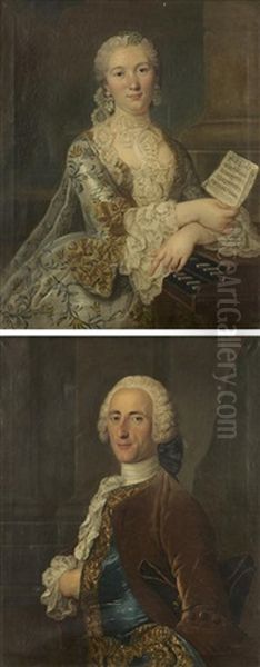 Portrait De Michel-gabriel De Chanu (+ Portrait De Catherine Fouques Dasnie; Pair) Oil Painting by Michel Hubert Descours