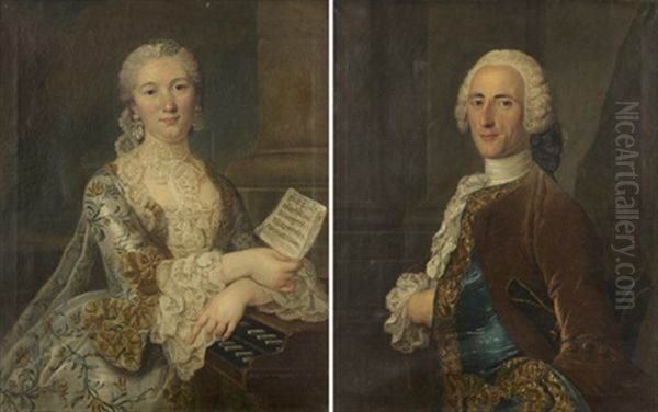 Portrait De Michel-gabriel De Chanu (+ Portrait De Catherine Fouques Dasnie; Pair) Oil Painting by Michel Hubert Descours