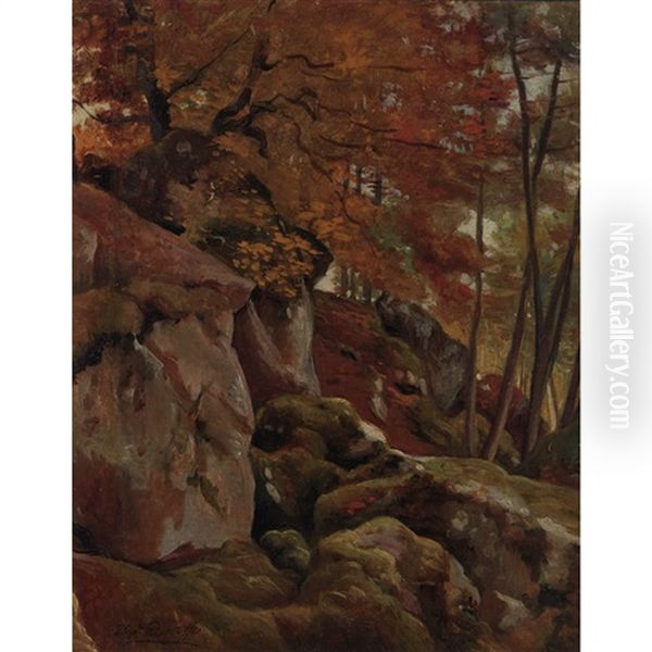 Foret De Fontainebleau Oil Painting by Alexandre Desgoffe