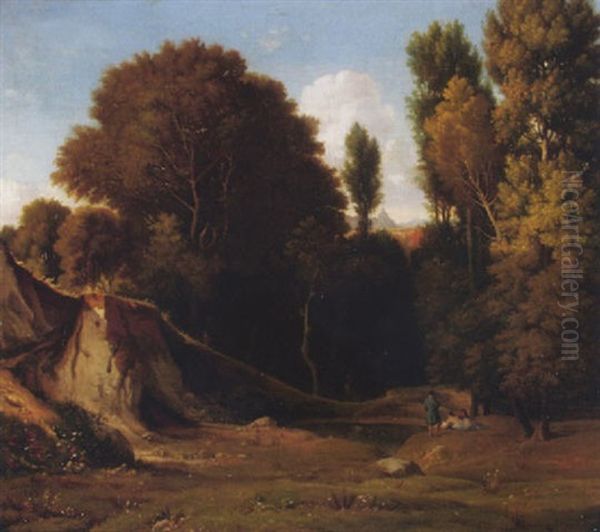 Idyllische Landschaft Mit Lagernden Figuren Oil Painting by Blaise Alexandre Desgoffe