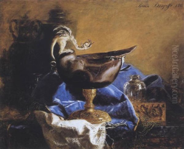 Piece D'orfevrerie Et Nautile Oil Painting by Blaise Alexandre Desgoffe