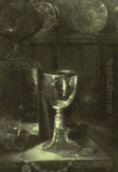 Still Life With Glass Chalice Oil Painting by Blaise Alexandre Desgoffe