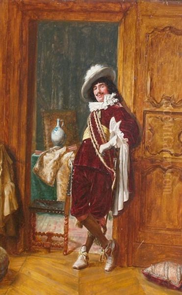 Cavalier In 17th Century Dress Oil Painting by Jules Desgoffe