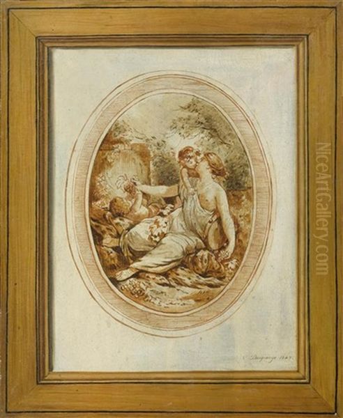 Venus Reicht Einer Putte Trauben Oil Painting by Jean Baptiste Charles Desgrange