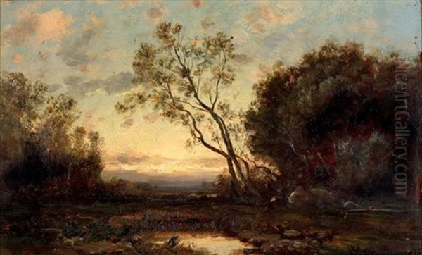 L'etang Dans La Foret Oil Painting by Charles Felix Edouard Deshayes