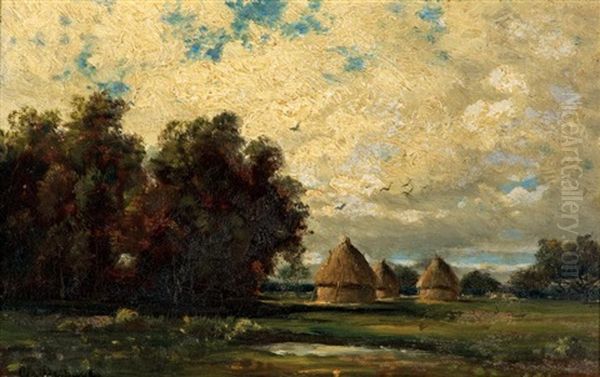 Les Meules Oil Painting by Charles Felix Edouard Deshayes