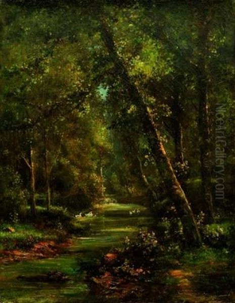 Sous-bois Oil Painting by Charles Felix Edouard Deshayes