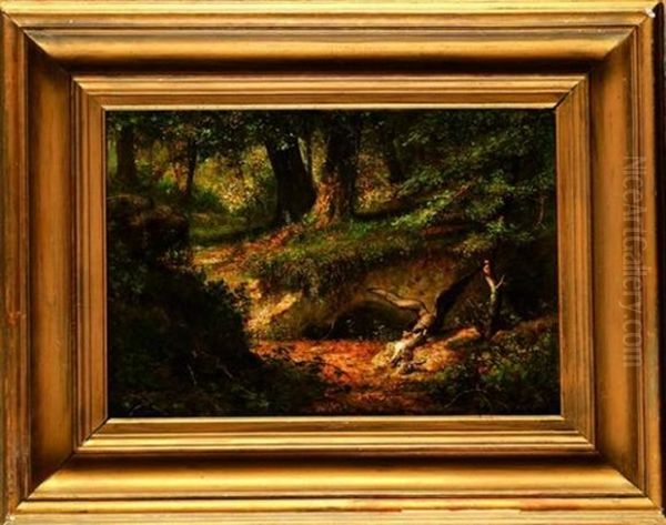 Buse Et Lapin En Sous Bois Oil Painting by Charles Felix Edouard Deshayes