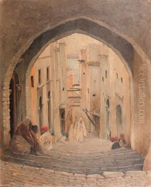 Ruelle, 1899 Oil Painting by Eugene F. A. Deshayes