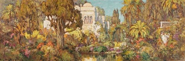 Vue D'une Villa A Alger Oil Painting by Eugene F. A. Deshayes