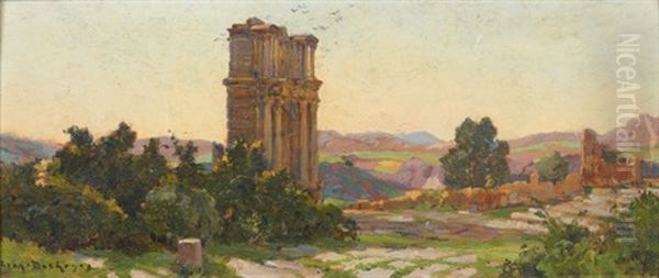 Arc De Caracalla A Djemila Oil Painting by Eugene F. A. Deshayes