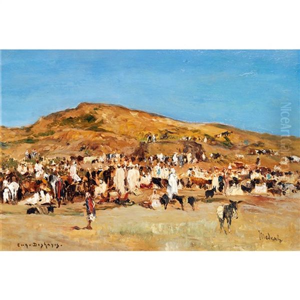 Marche A Medeah (algerie) Oil Painting by Eugene F. A. Deshayes