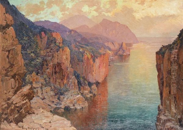 Au Soleil Levant (iles Balearis) Oil Painting by Eugene F. A. Deshayes