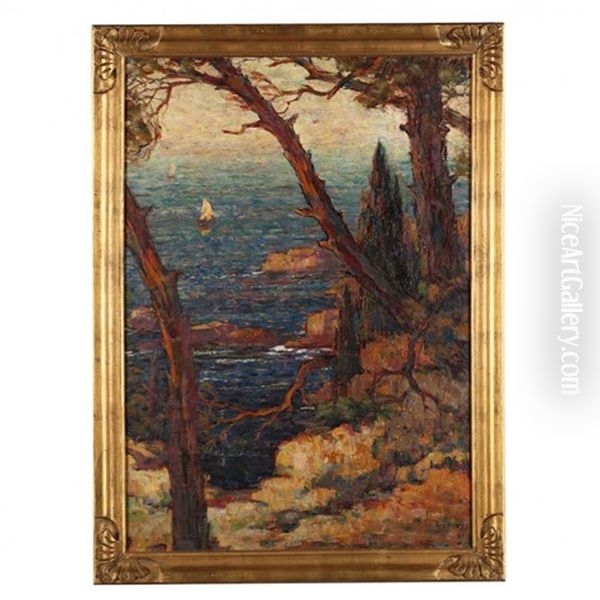 Mediterranean Coast Oil Painting by Eugene F. A. Deshayes