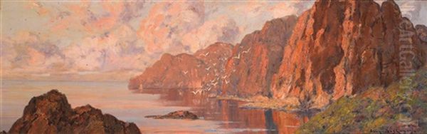 Vue De La Cote Algerienne Oil Painting by Eugene F. A. Deshayes