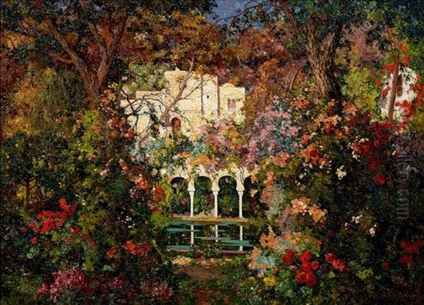 Jardin D'alger Oil Painting by Eugene F. A. Deshayes