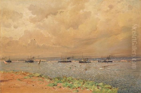 Paysage Maritime Oil Painting by Eugene F. A. Deshayes